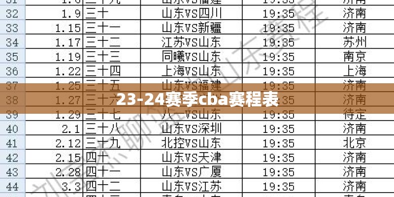 23-24赛季cba赛程表