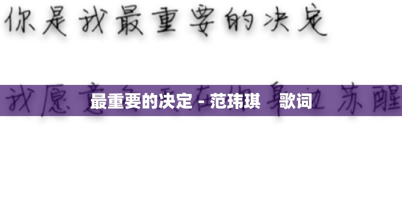 最重要的决定－范玮琪    歌词