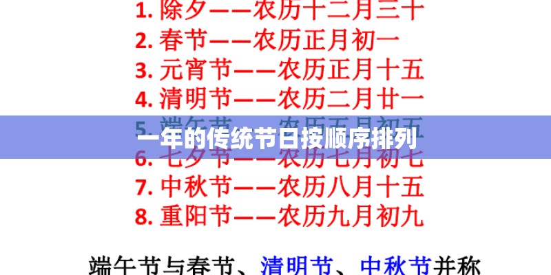 一年的传统节日按顺序排列