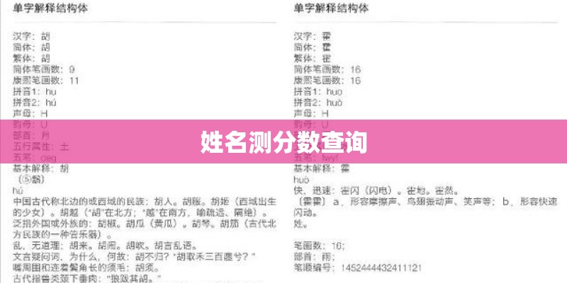 姓名测分数查询